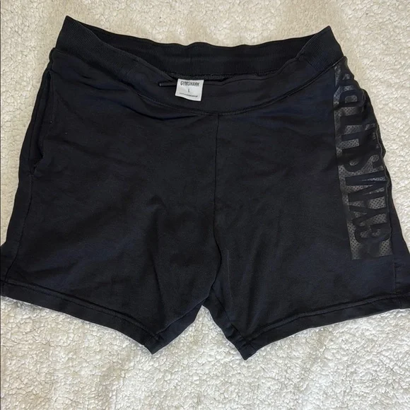 Gymshark Black Athletic Shorts with Glossy Logo - Picture 1 of 2